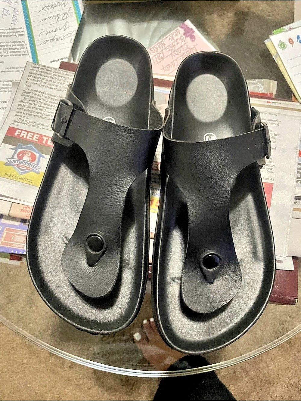 Black thong cushionaire sandals